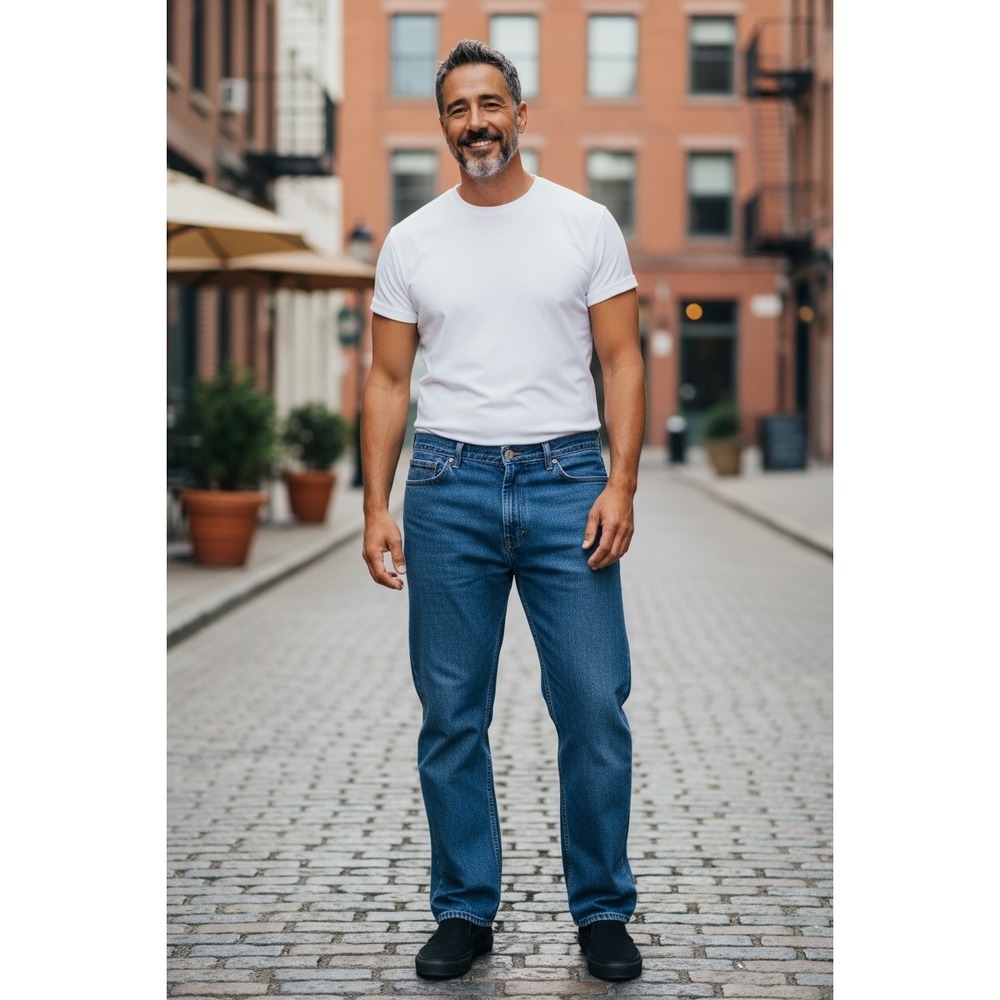 Wrangler Mens Jeans 46x30‎ Regular Fit Denim Blue Cotton Blend